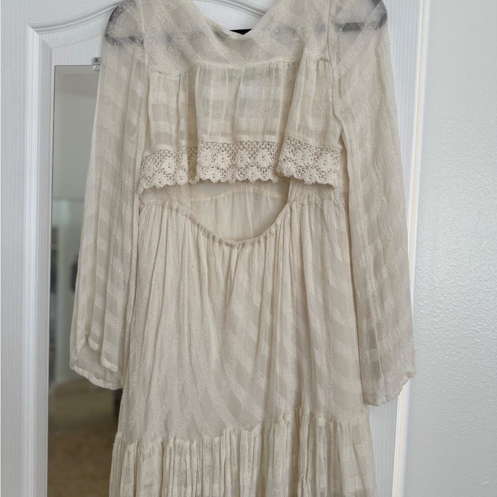 Free People Cream Long Sleeve Lace Dress - Picture 2 of 4